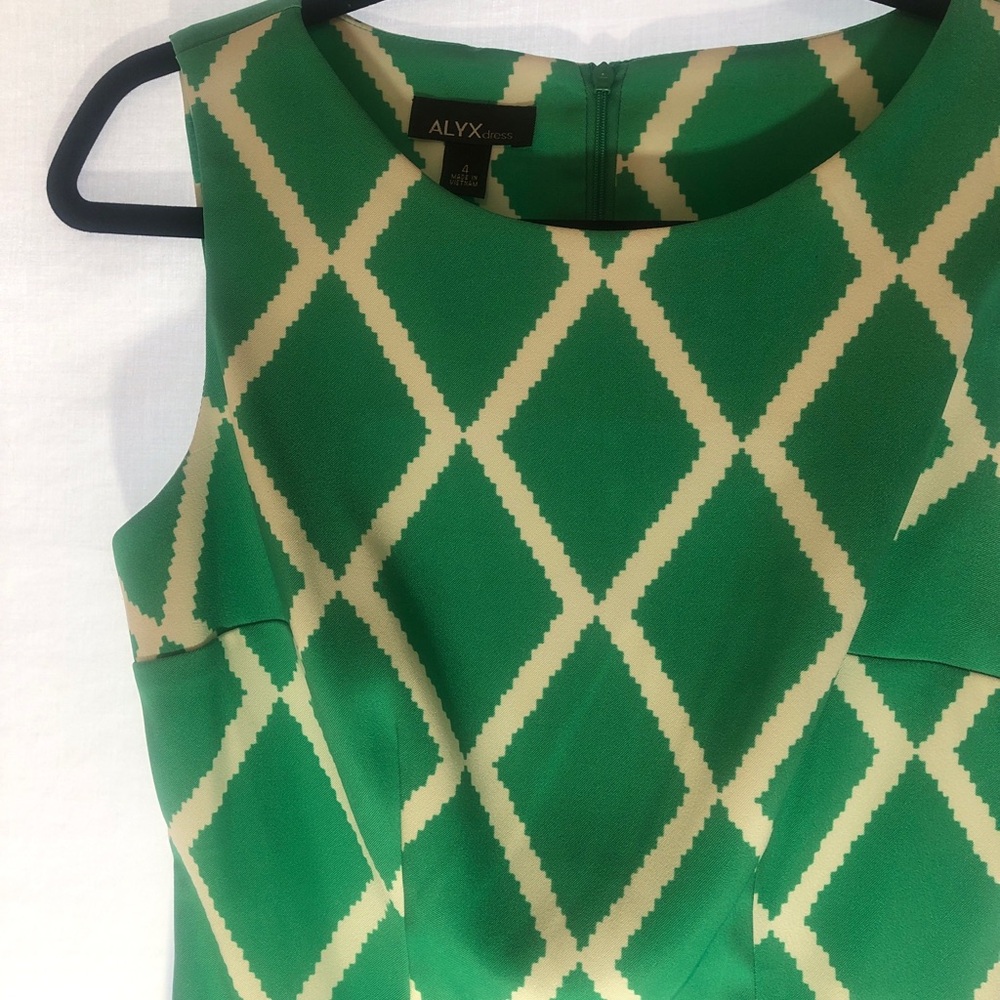 Alyx Green Geometric Midi Sheath Dress Size 4 - Picture 12 of 16